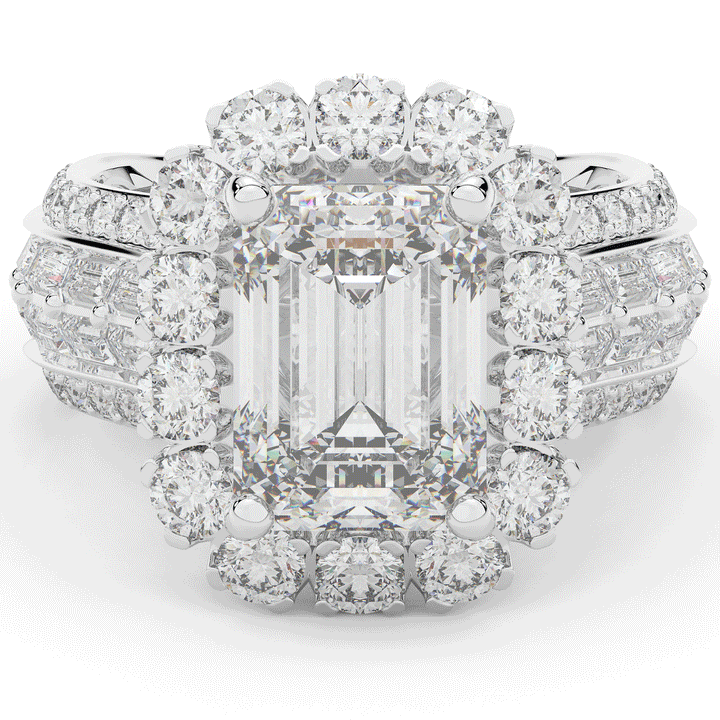 8.00CT.TW EMERALD CUT LAB DIAMOND HALO ENGAGEMENT RING - Nazarelle