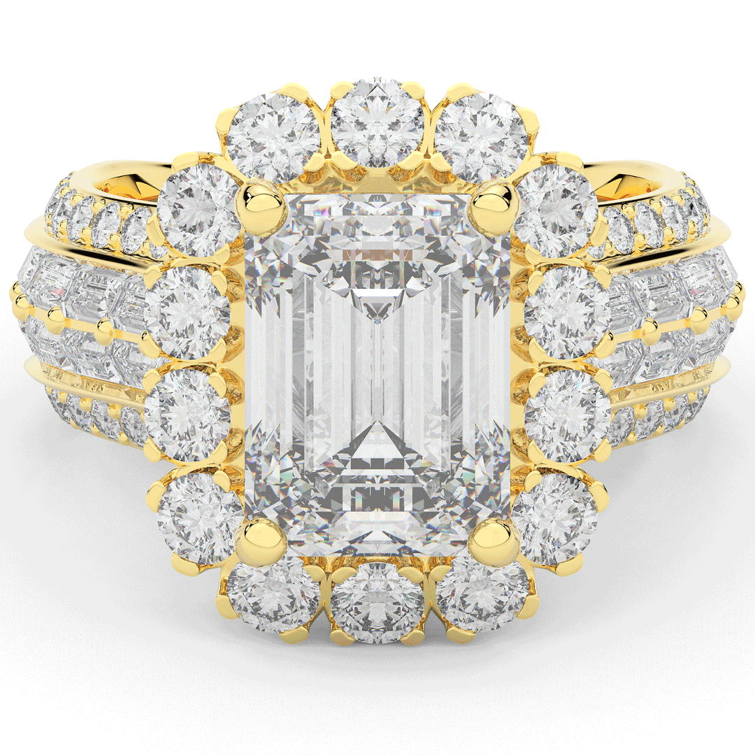 8.00CT.TW EMERALD CUT LAB DIAMOND HALO ENGAGEMENT RING - Nazarelle