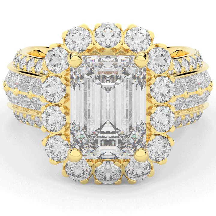 8.00CT.TW EMERALD CUT LAB DIAMOND HALO ENGAGEMENT RING - Nazarelle
