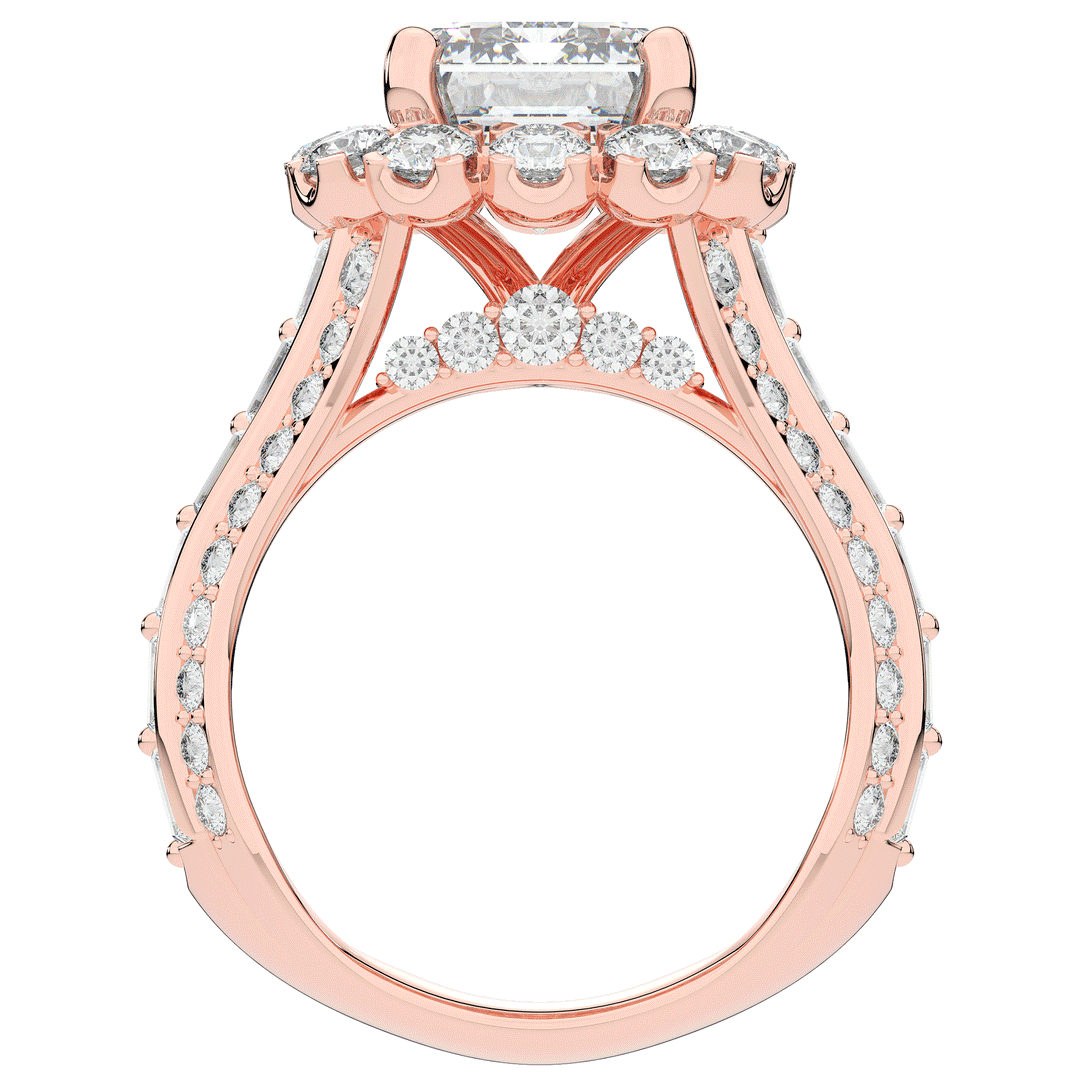 8.00CT.TW EMERALD CUT LAB DIAMOND HALO ENGAGEMENT RING - Nazarelle
