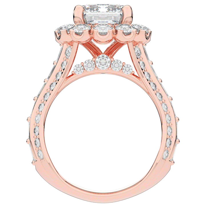 8.00CT.TW EMERALD CUT LAB DIAMOND HALO ENGAGEMENT RING - Nazarelle