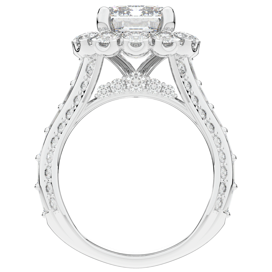 8.00CT.TW EMERALD CUT LAB DIAMOND HALO ENGAGEMENT RING - Nazarelle