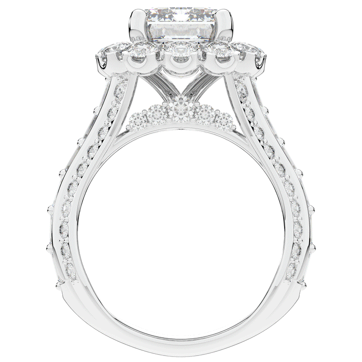 8.00CT.TW EMERALD CUT LAB DIAMOND HALO ENGAGEMENT RING - Nazarelle