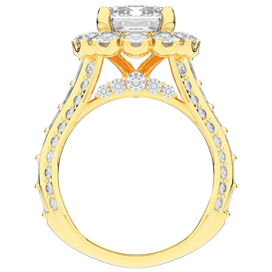 8.00CT.TW EMERALD CUT LAB DIAMOND HALO ENGAGEMENT RING - Nazarelle