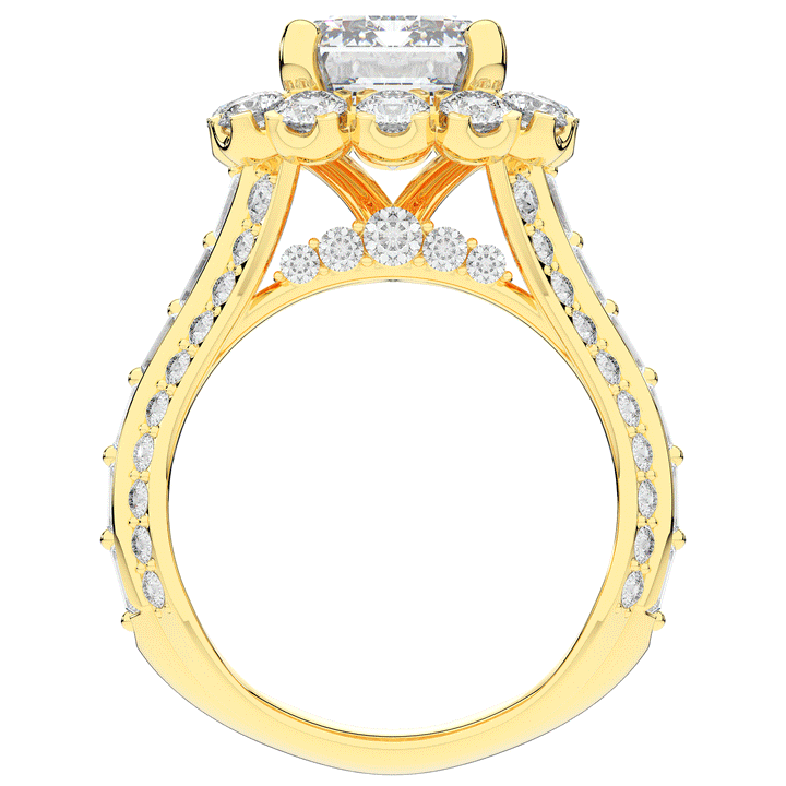 8.00CT.TW EMERALD CUT LAB DIAMOND HALO ENGAGEMENT RING - Nazarelle