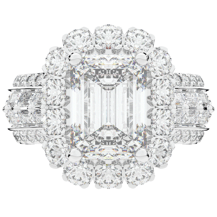 8.00CT.TW EMERALD CUT LAB DIAMOND HALO ENGAGEMENT RING - Nazarelle