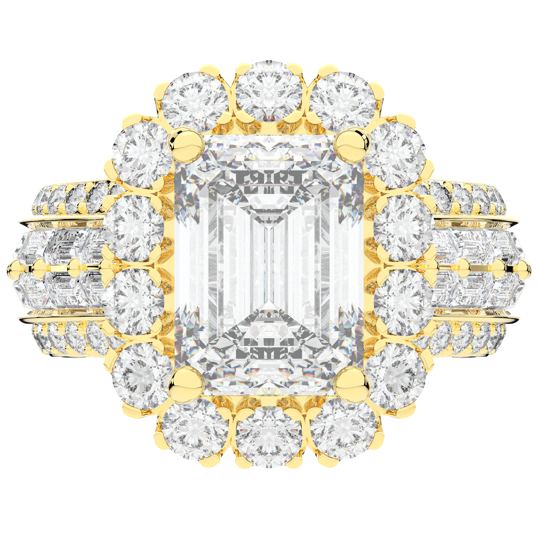 8.00CT.TW EMERALD CUT LAB DIAMOND HALO ENGAGEMENT RING - Nazarelle