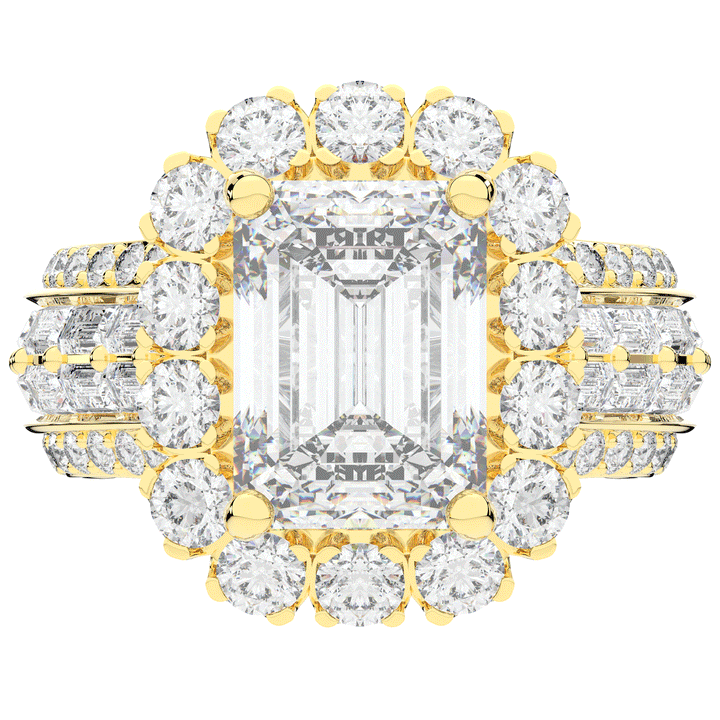 8.00CT.TW EMERALD CUT LAB DIAMOND HALO ENGAGEMENT RING - Nazarelle