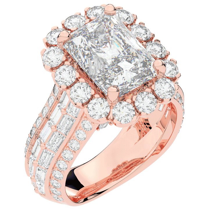 8.00CT.TW RADIANT LAB DIAMOND HALO ENGAGEMENT RING - Nazarelle