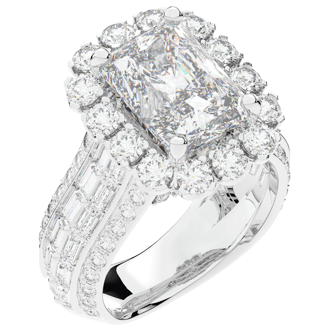 8.00CT.TW RADIANT LAB DIAMOND HALO ENGAGEMENT RING - Nazarelle