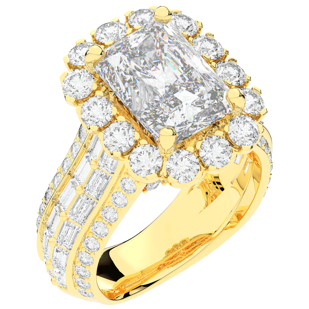 8.00CT.TW RADIANT LAB DIAMOND HALO ENGAGEMENT RING - Nazarelle