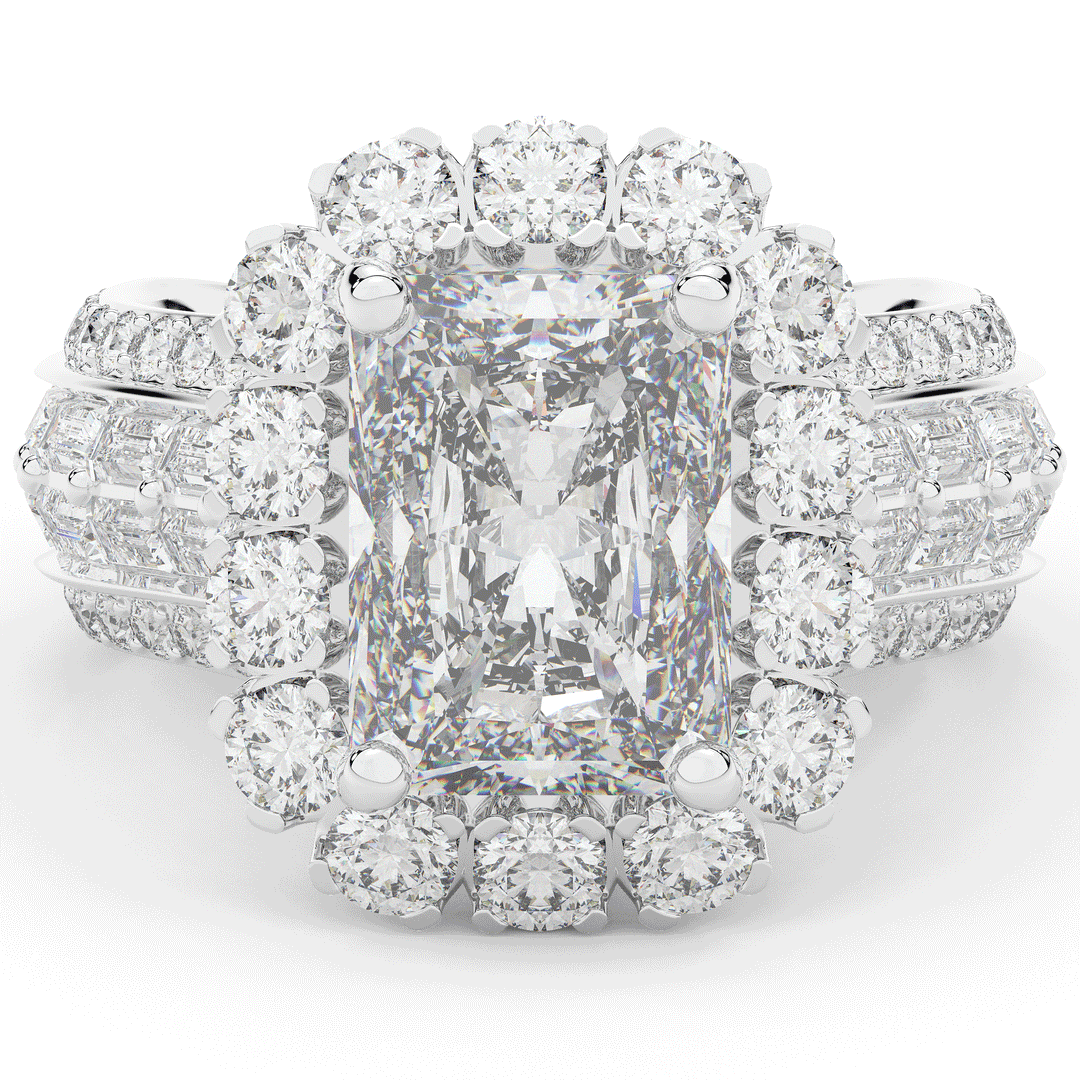 8.00CT.TW RADIANT LAB DIAMOND HALO ENGAGEMENT RING - Nazarelle