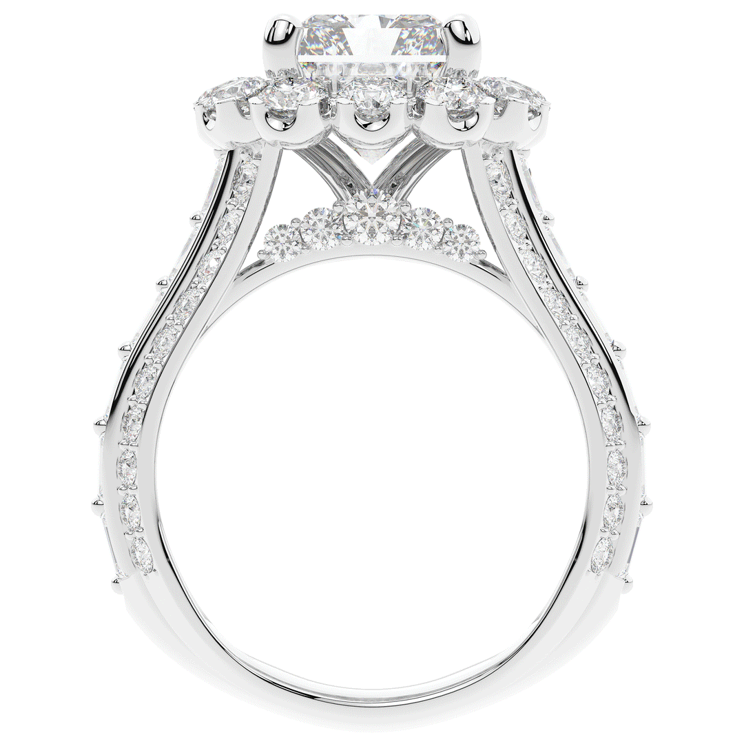 8.00CT.TW RADIANT LAB DIAMOND HALO ENGAGEMENT RING - Nazarelle