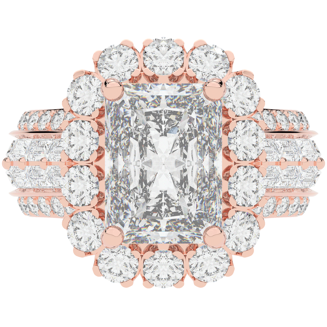 8.00CT.TW RADIANT LAB DIAMOND HALO ENGAGEMENT RING - Nazarelle