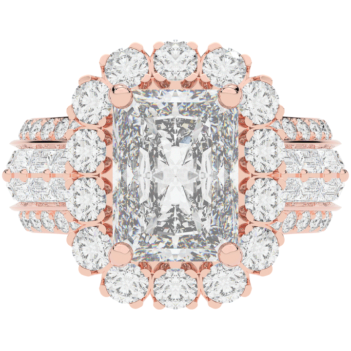 8.00CT.TW RADIANT LAB DIAMOND HALO ENGAGEMENT RING - Nazarelle