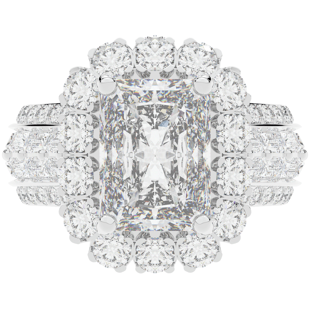 8.00CT.TW RADIANT LAB DIAMOND HALO ENGAGEMENT RING - Nazarelle