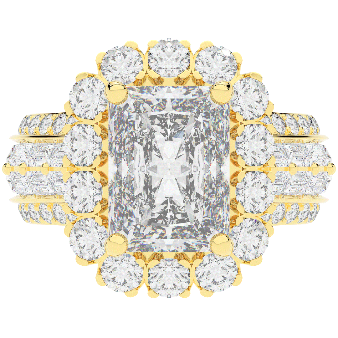 8.00CT.TW RADIANT LAB DIAMOND HALO ENGAGEMENT RING - Nazarelle