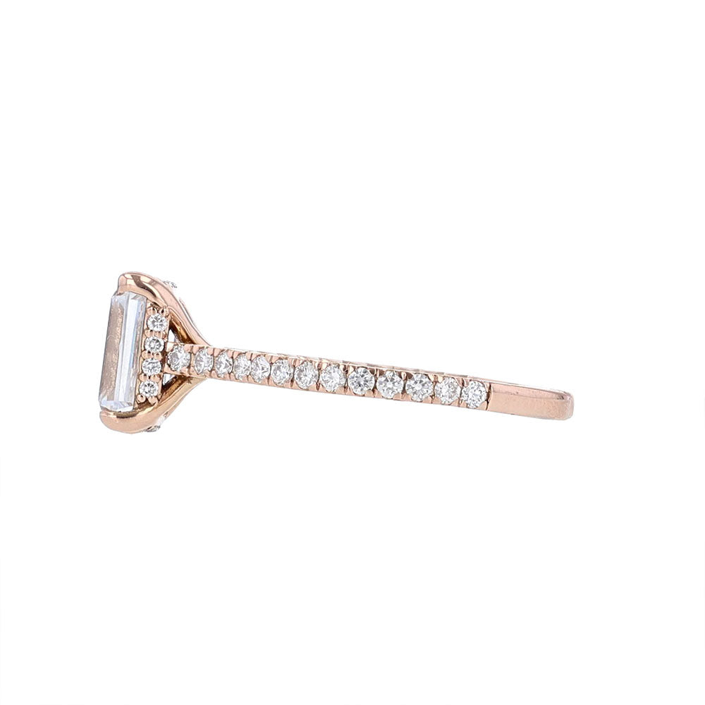 14K Rose Gold Emerald Diamond Engagement Ring