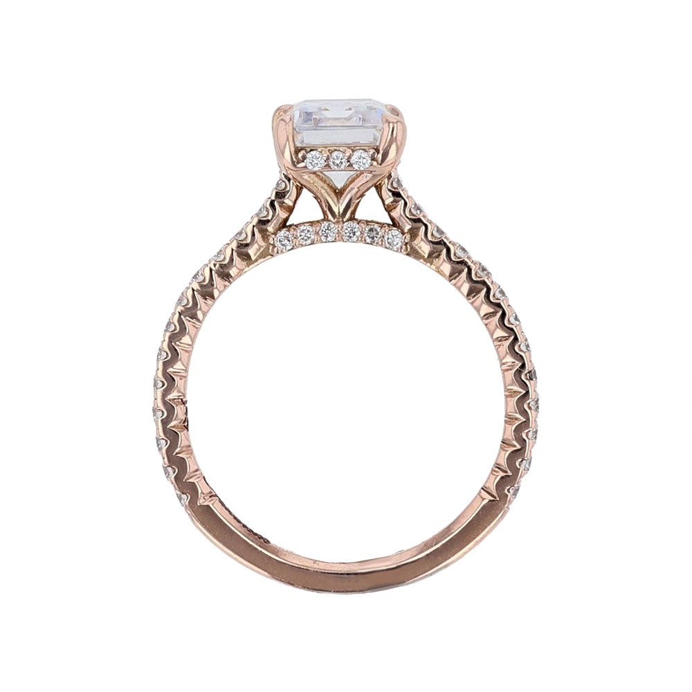 14K Rose Gold Emerald Diamond Engagement Ring