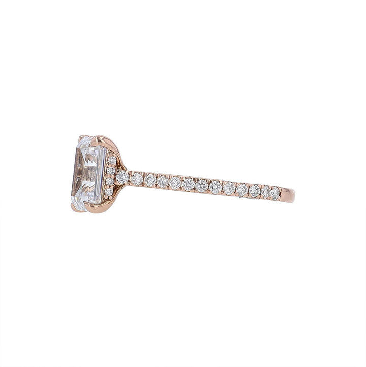 14K Rose Gold Emerald Diamond Engagement Ring