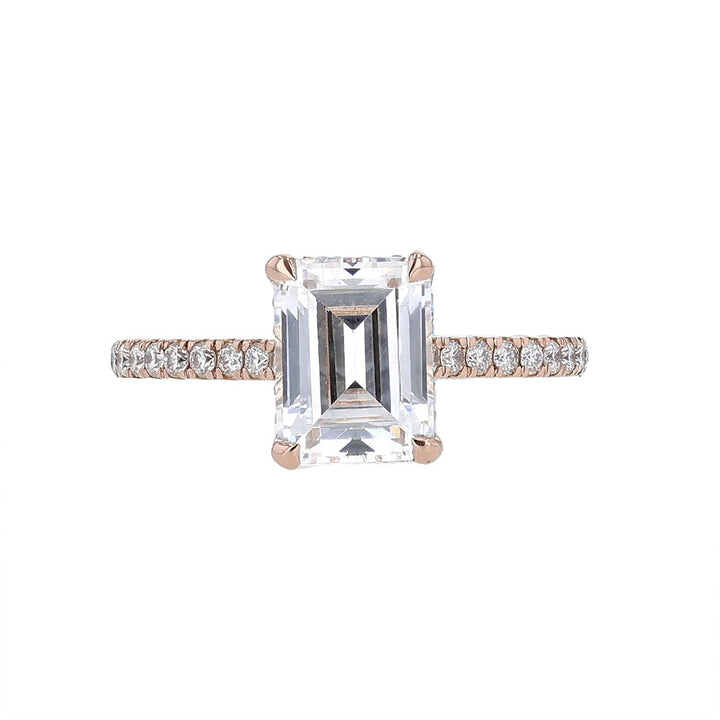 14K Rose Gold Emerald Diamond Engagement Ring