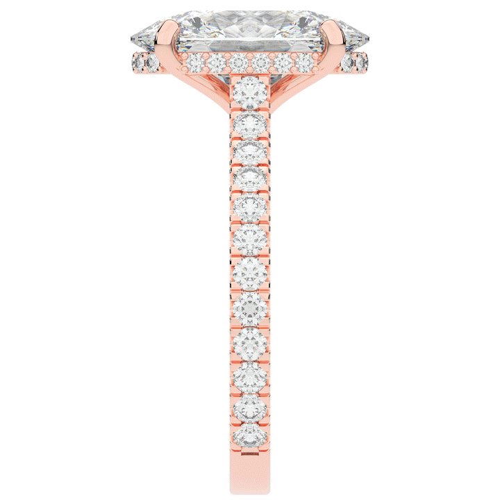 4.70CT.TW OVAL LAB DIAMOND UNDERHALO SOLITAIRE ENGAGEMENT RING - Nazarelle