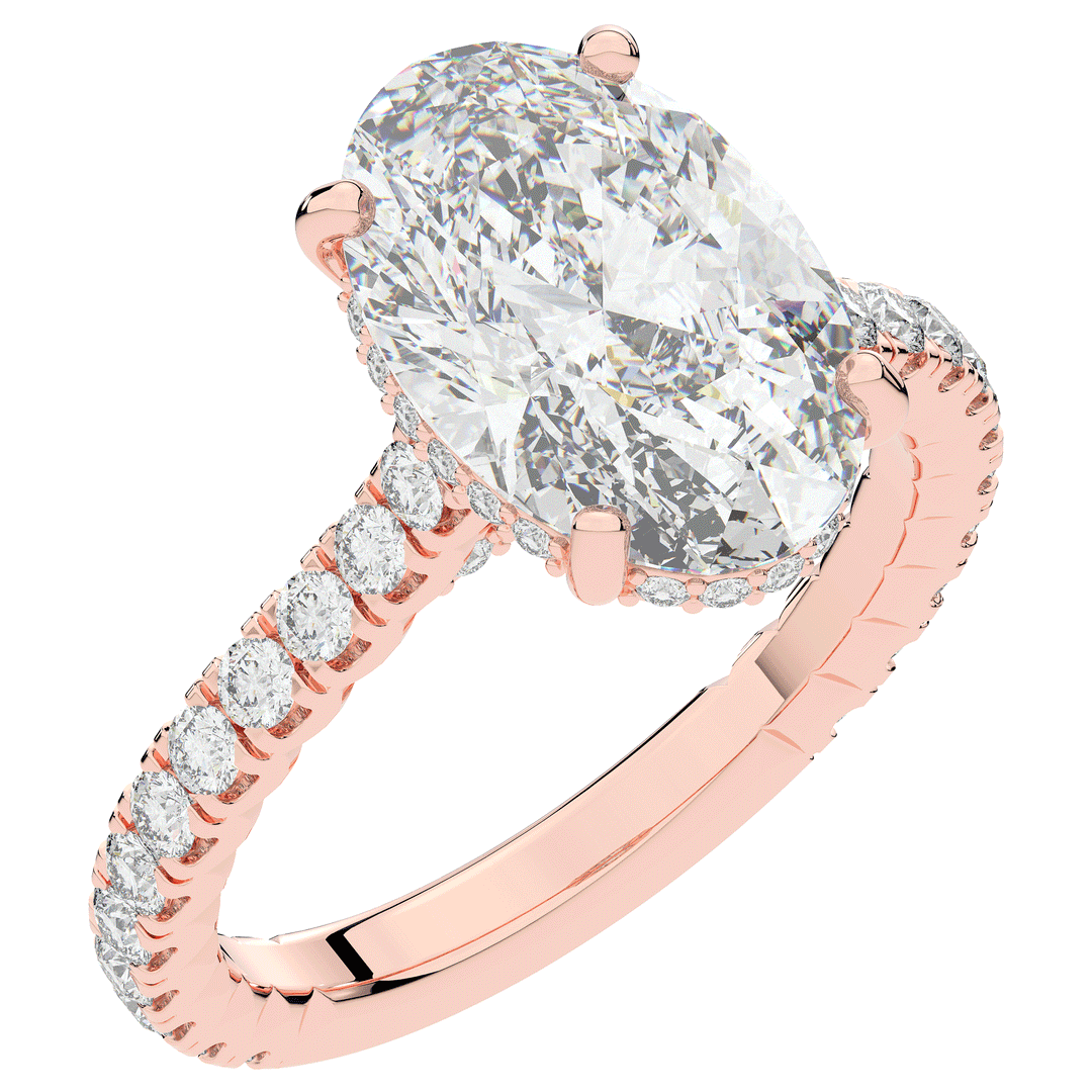 4.70CT.TW OVAL LAB DIAMOND UNDERHALO SOLITAIRE ENGAGEMENT RING - Nazarelle