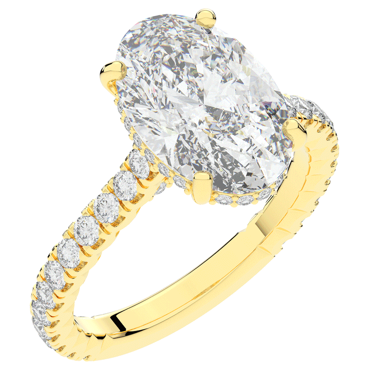 4.70CT.TW OVAL LAB DIAMOND UNDERHALO SOLITAIRE ENGAGEMENT RING - Nazarelle
