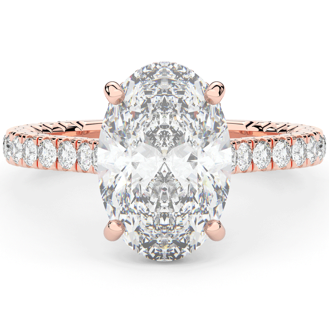 4.70CT.TW OVAL LAB DIAMOND UNDERHALO SOLITAIRE ENGAGEMENT RING - Nazarelle