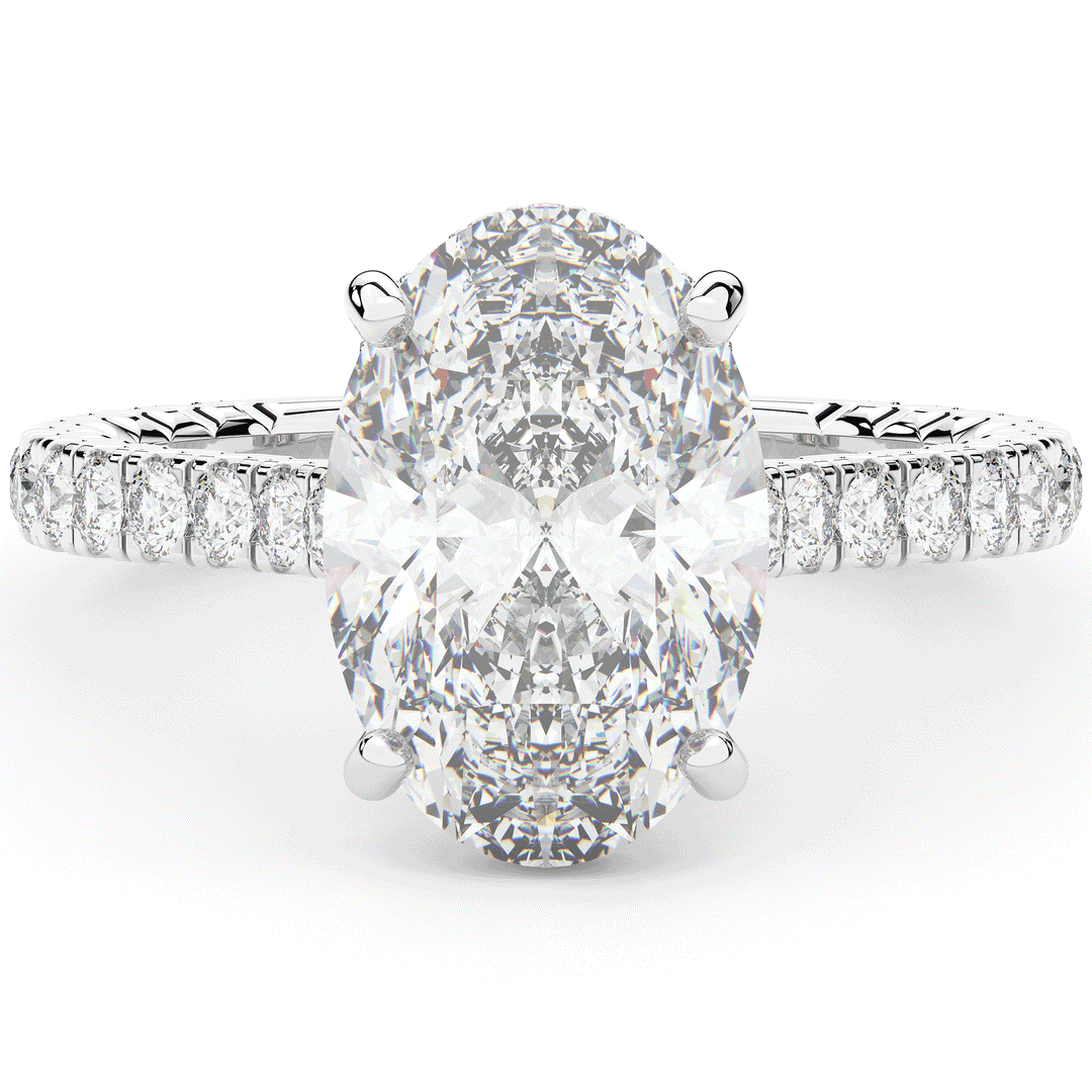 4.70CT.TW OVAL LAB DIAMOND UNDERHALO SOLITAIRE ENGAGEMENT RING - Nazarelle