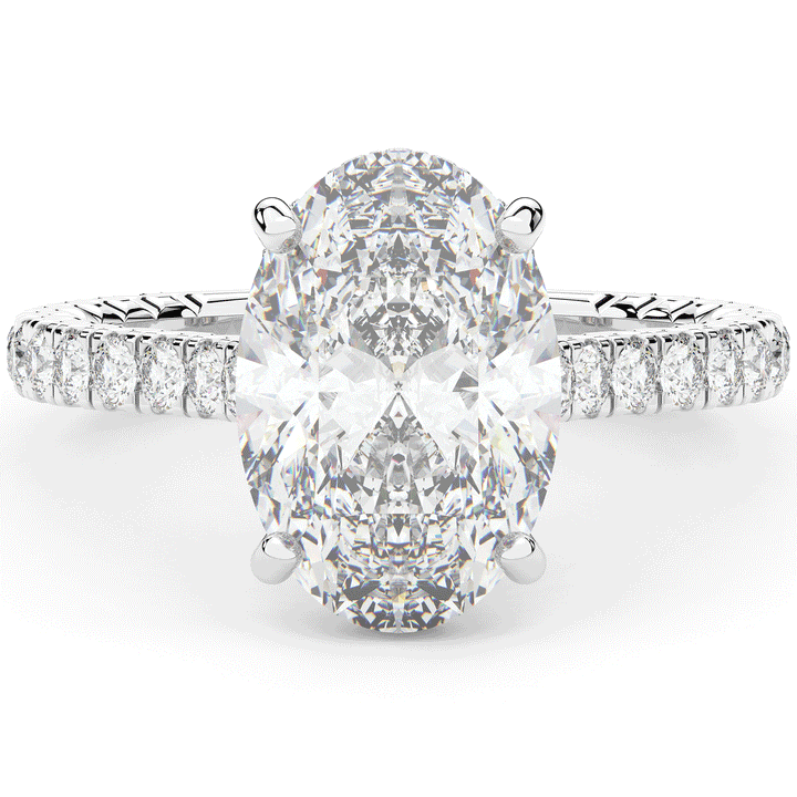 4.70CT.TW OVAL LAB DIAMOND UNDERHALO SOLITAIRE ENGAGEMENT RING - Nazarelle
