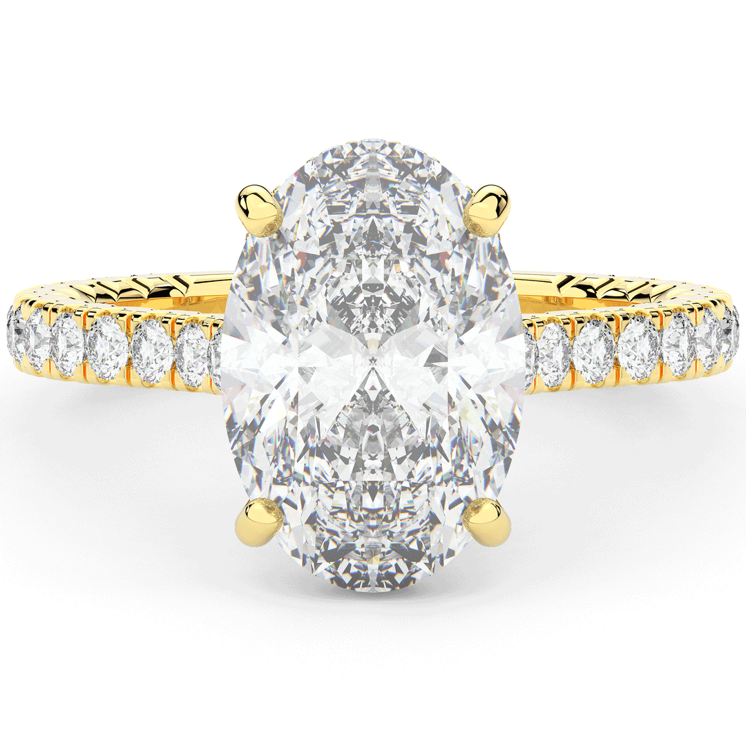 4.70CT.TW OVAL LAB DIAMOND UNDERHALO SOLITAIRE ENGAGEMENT RING - Nazarelle