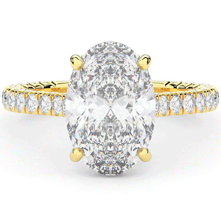 4.70CT.TW OVAL LAB DIAMOND UNDERHALO SOLITAIRE ENGAGEMENT RING - Nazarelle