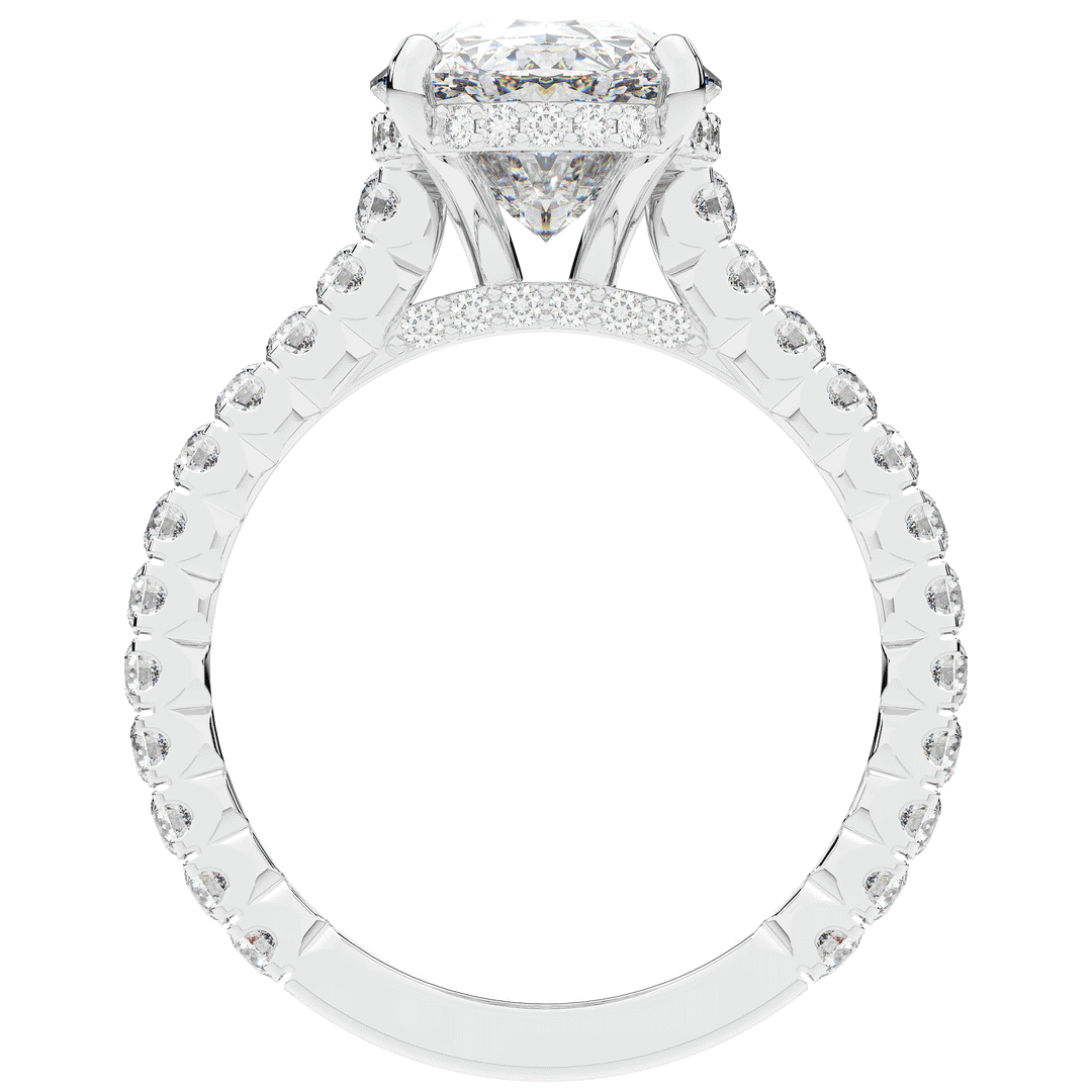 4.70CT.TW OVAL LAB DIAMOND UNDERHALO SOLITAIRE ENGAGEMENT RING - Nazarelle