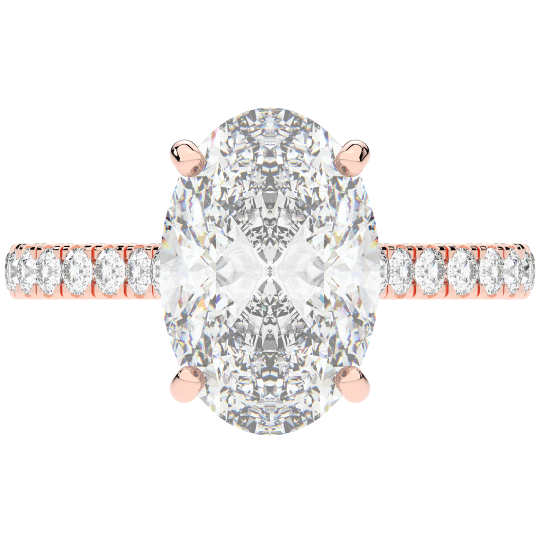 4.70CT.TW OVAL LAB DIAMOND UNDERHALO SOLITAIRE ENGAGEMENT RING - Nazarelle