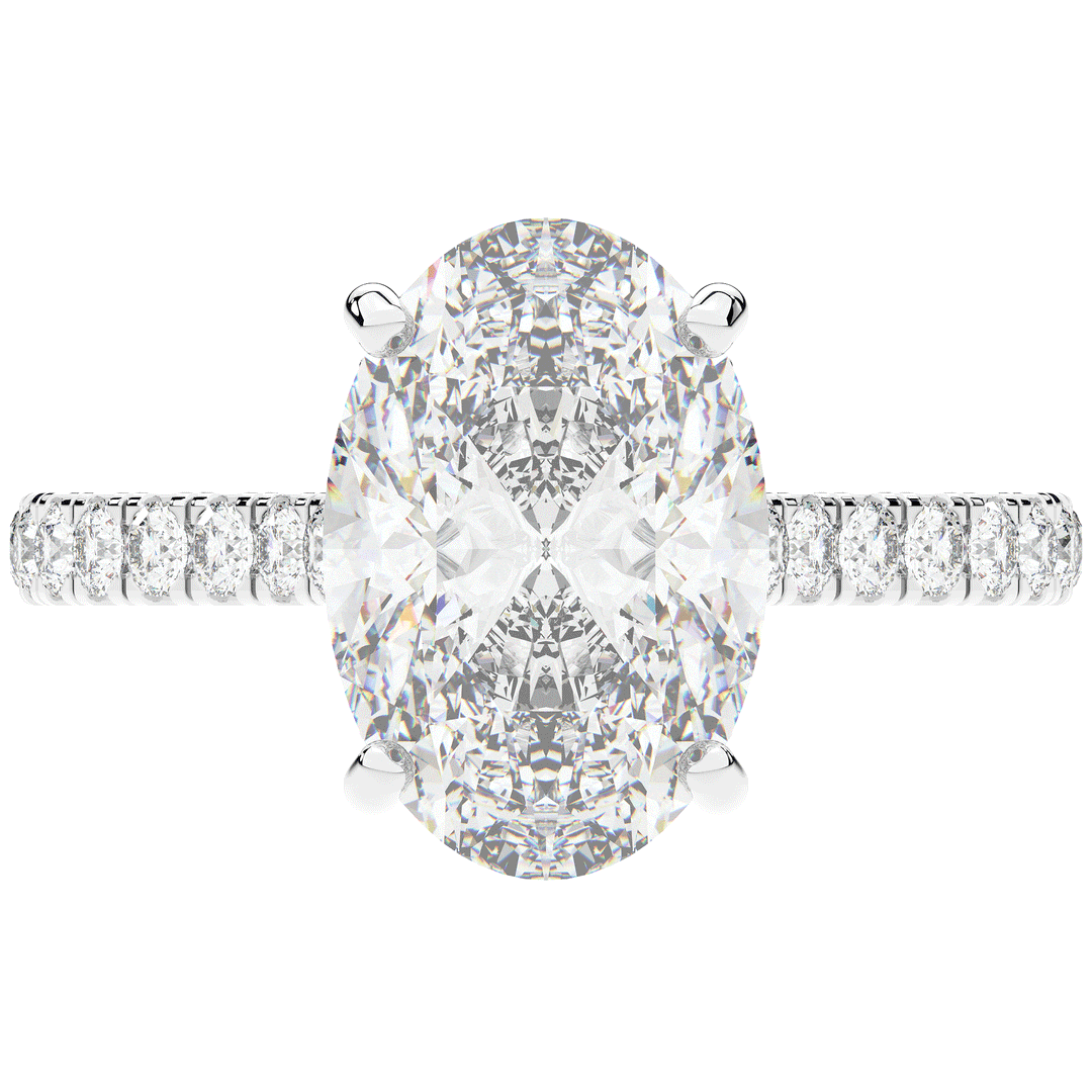 4.70CT.TW OVAL LAB DIAMOND UNDERHALO SOLITAIRE ENGAGEMENT RING - Nazarelle