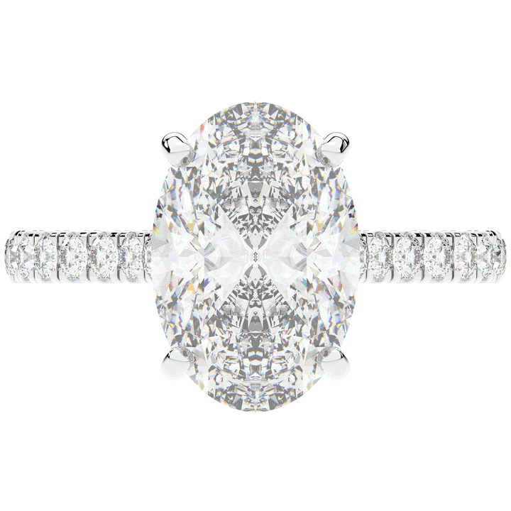 4.70CT.TW OVAL LAB DIAMOND UNDERHALO SOLITAIRE ENGAGEMENT RING - Nazarelle