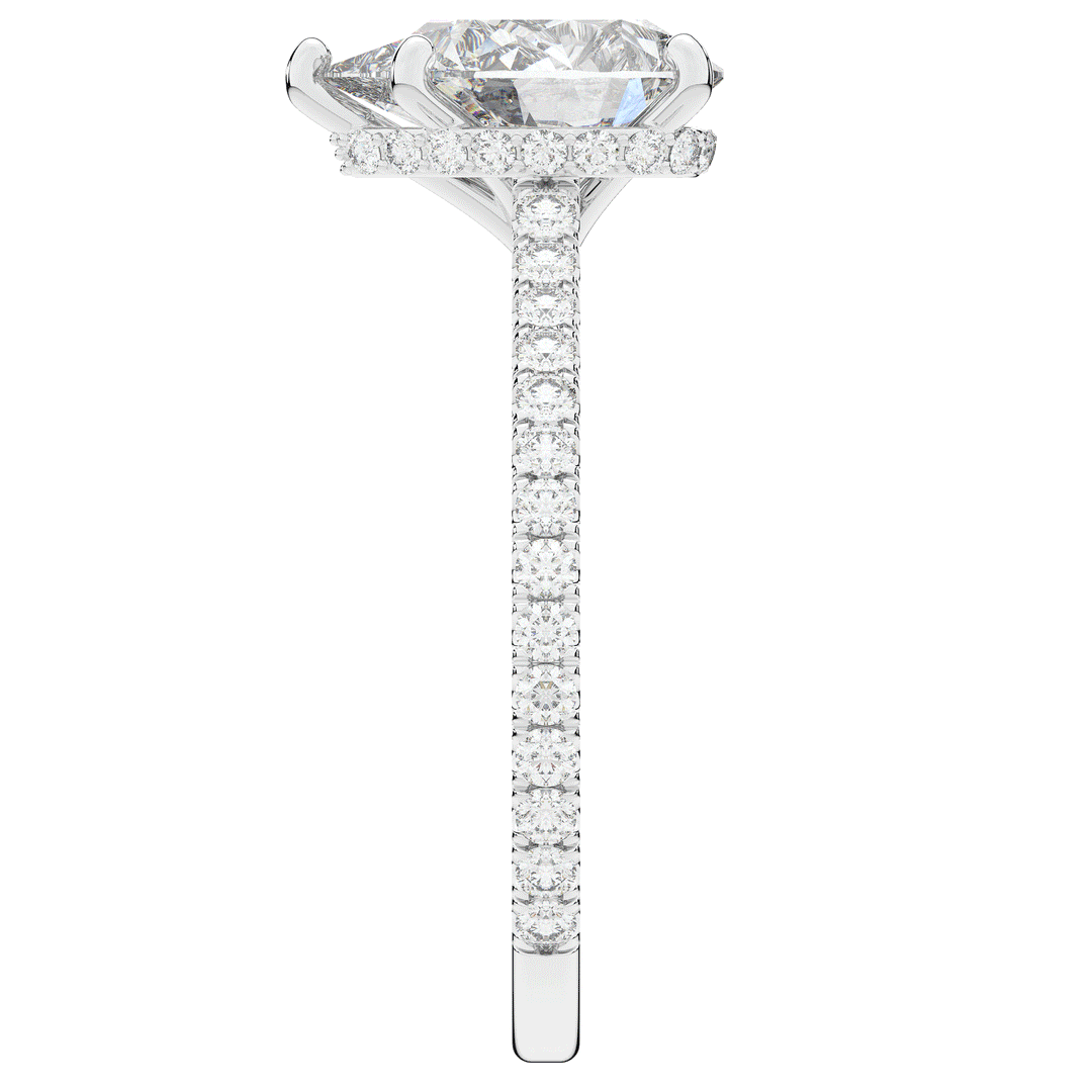 2.50CT.TW PEAR LAB DIAMOND UNDERHALO SOLITAIRE ENGAGEMENT RING - Nazarelle
