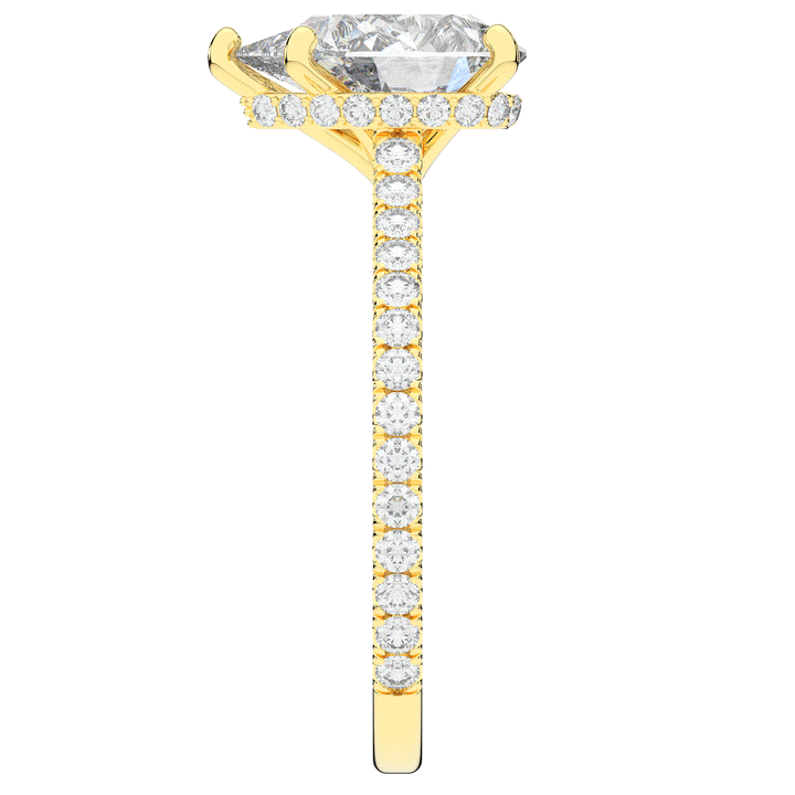 2.50CT.TW PEAR LAB DIAMOND UNDERHALO SOLITAIRE ENGAGEMENT RING - Nazarelle