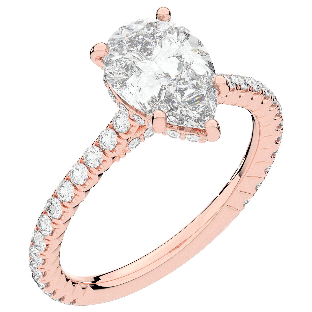 2.50CT.TW PEAR LAB DIAMOND UNDERHALO SOLITAIRE ENGAGEMENT RING - Nazarelle