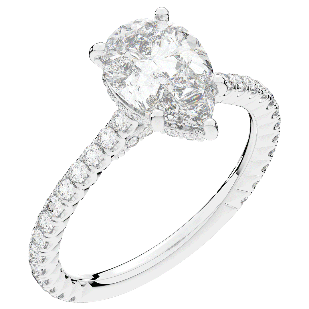 2.50CT.TW PEAR LAB DIAMOND UNDERHALO SOLITAIRE ENGAGEMENT RING - Nazarelle
