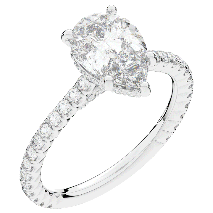 2.50CT.TW PEAR LAB DIAMOND UNDERHALO SOLITAIRE ENGAGEMENT RING - Nazarelle