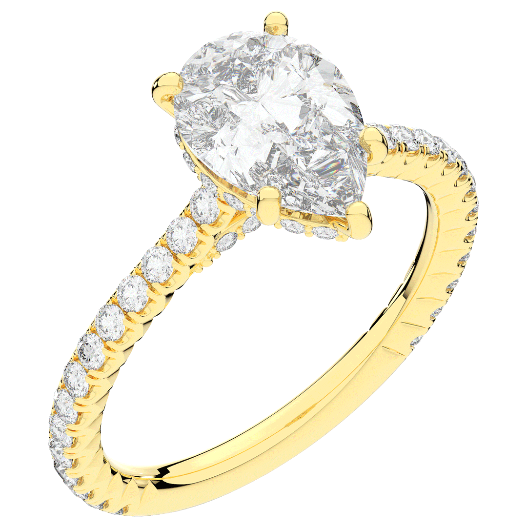 2.50CT.TW PEAR LAB DIAMOND UNDERHALO SOLITAIRE ENGAGEMENT RING - Nazarelle