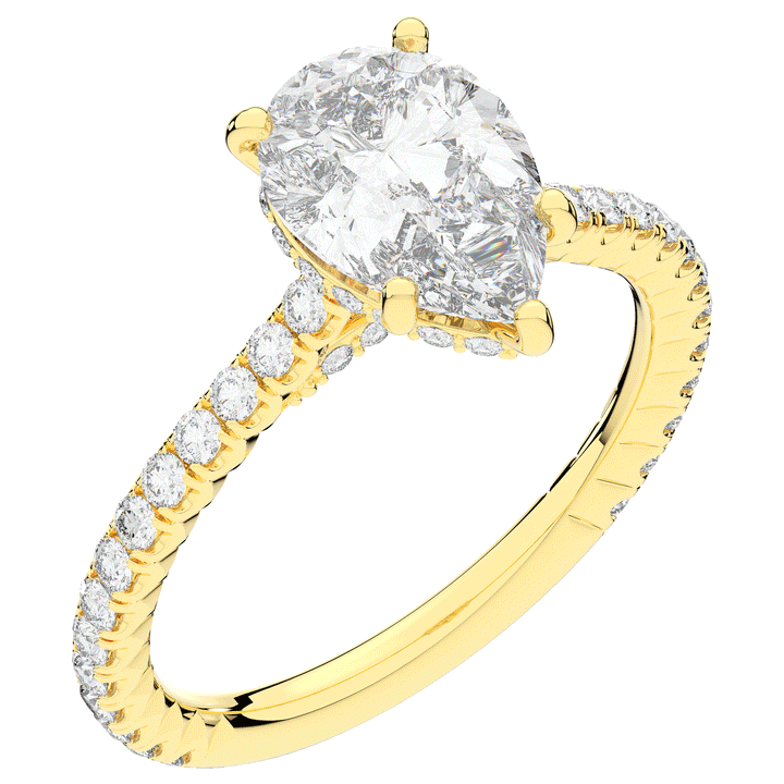 2.50CT.TW PEAR LAB DIAMOND UNDERHALO SOLITAIRE ENGAGEMENT RING - Nazarelle