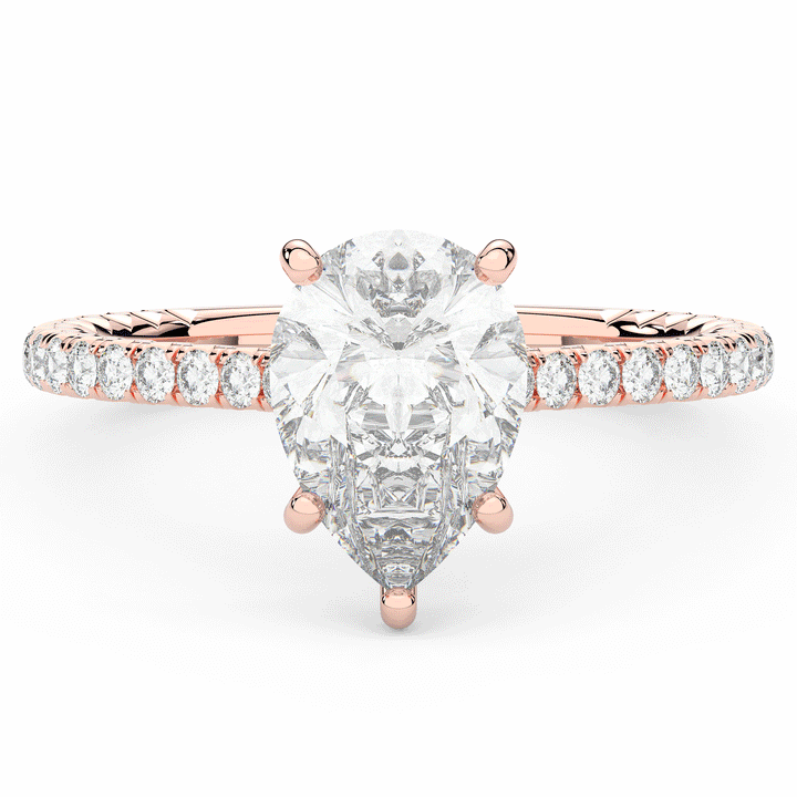 2.50CT.TW PEAR LAB DIAMOND UNDERHALO SOLITAIRE ENGAGEMENT RING - Nazarelle