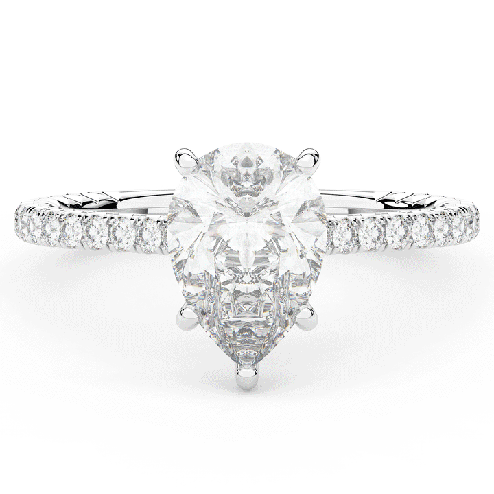 2.50CT.TW PEAR LAB DIAMOND UNDERHALO SOLITAIRE ENGAGEMENT RING - Nazarelle