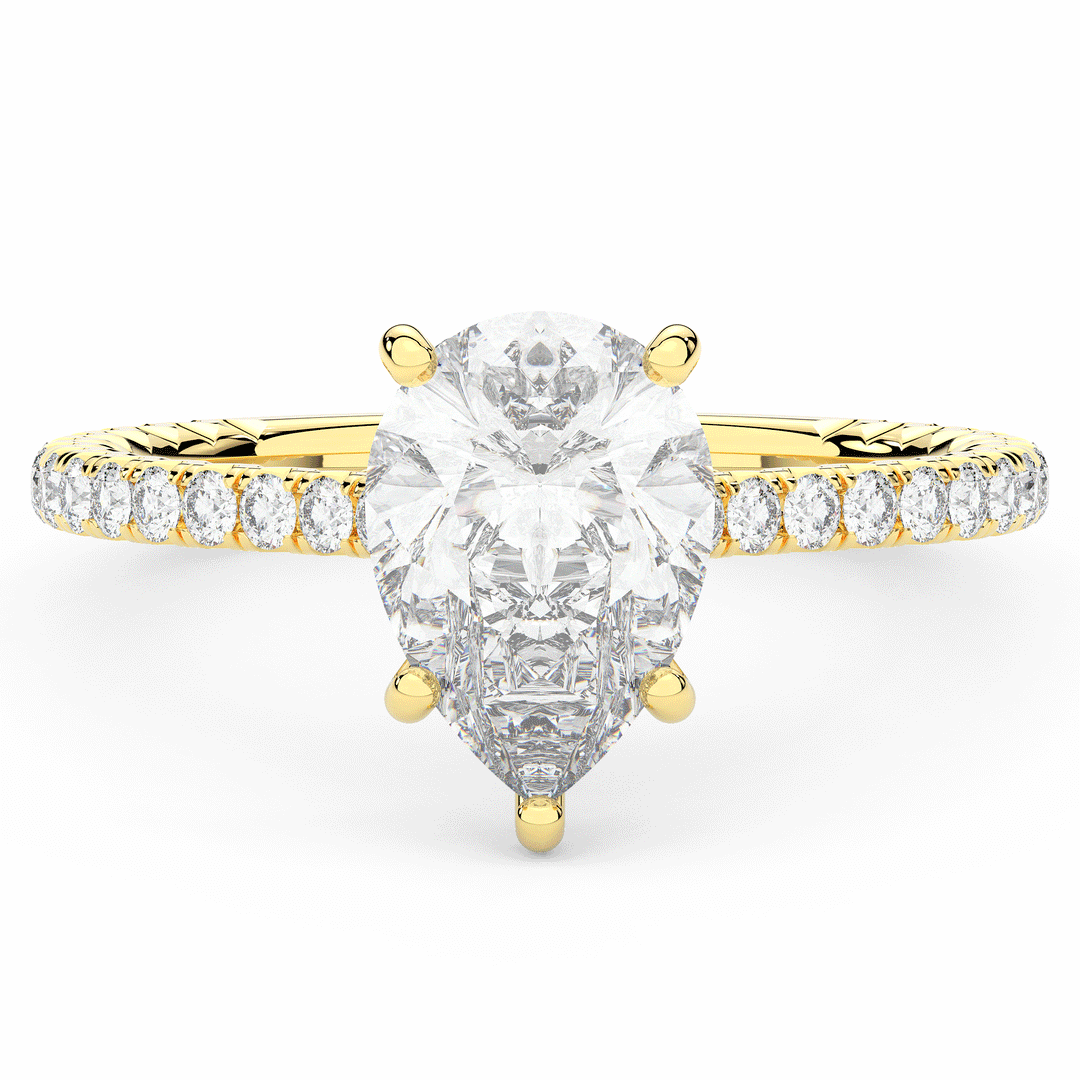 2.50CT.TW PEAR LAB DIAMOND UNDERHALO SOLITAIRE ENGAGEMENT RING - Nazarelle