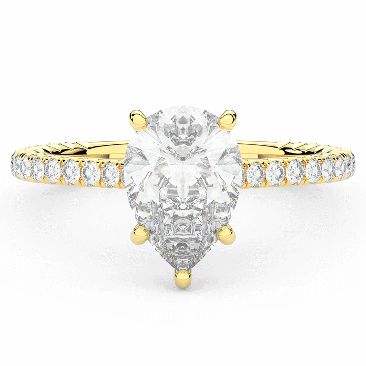 2.50CT.TW PEAR LAB DIAMOND UNDERHALO SOLITAIRE ENGAGEMENT RING - Nazarelle