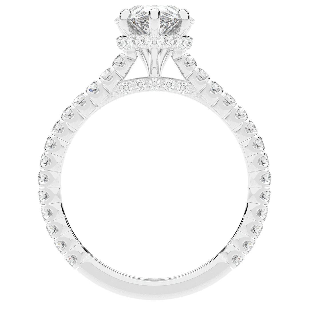 2.50CT.TW PEAR LAB DIAMOND UNDERHALO SOLITAIRE ENGAGEMENT RING - Nazarelle