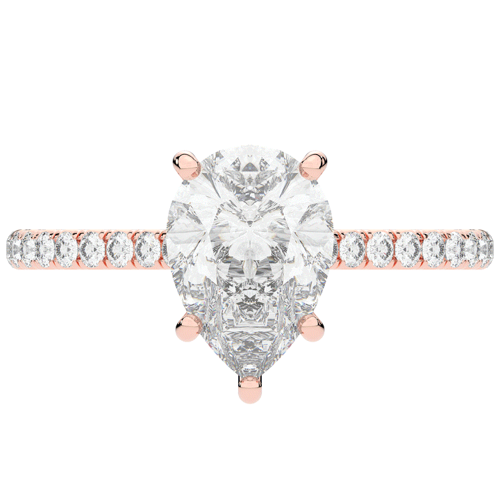 2.50CT.TW PEAR LAB DIAMOND UNDERHALO SOLITAIRE ENGAGEMENT RING - Nazarelle